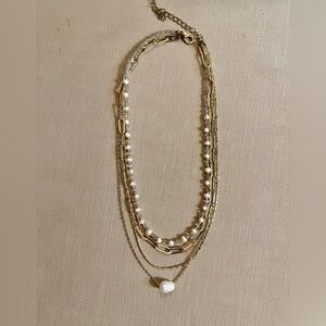 REVOLVE Gold and Pearl Layered Necklace